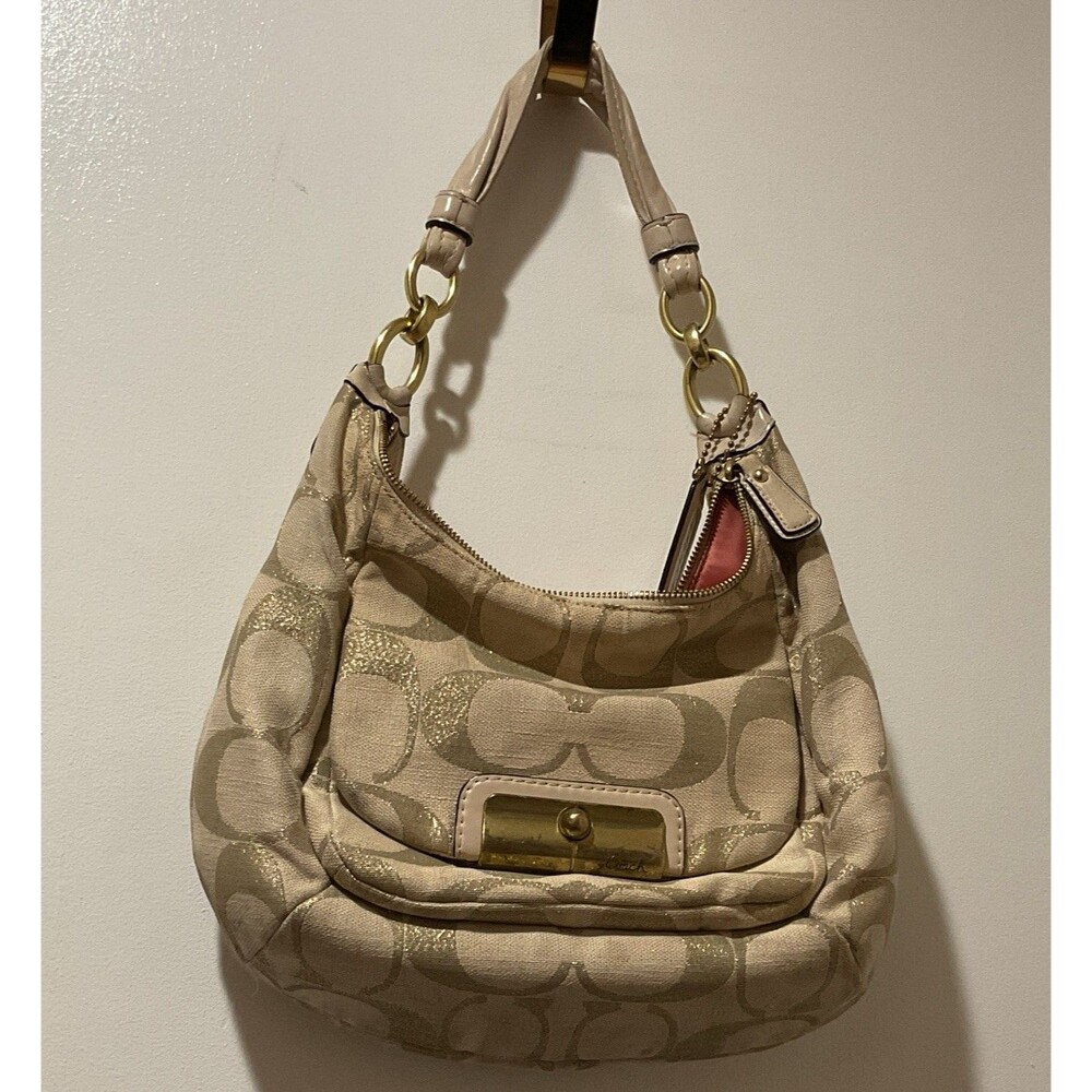 COACH Kristin Lurex Beige Woven Hobo Shoulder Bag Purse 16817 Very Loved
